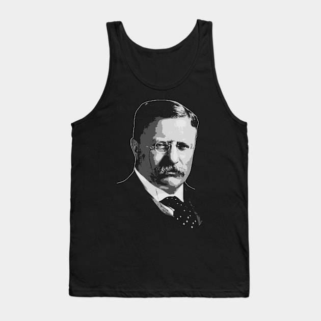 Theodore Roosevelt Black and White Tank Top by Nerd_art